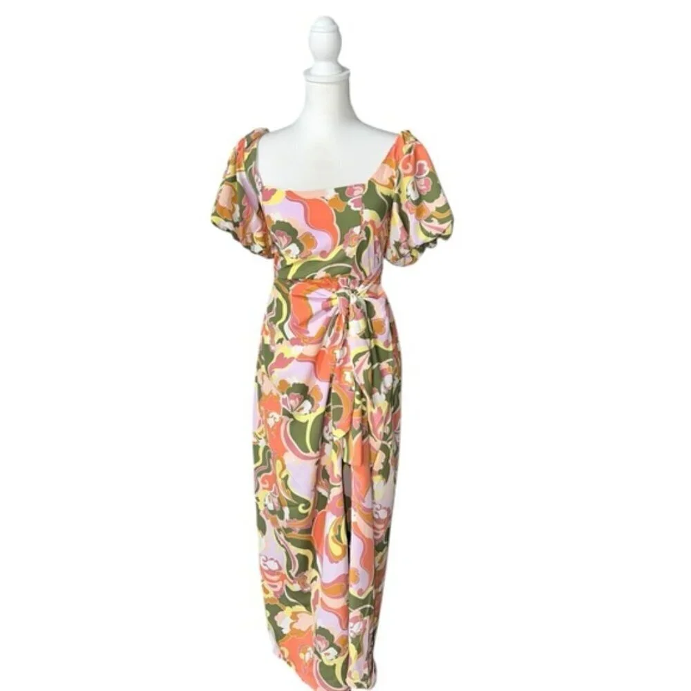 Show Me Your Mumu Danielle Tie Waist Puff Sleeve Dress in Medium - Picture 8 of 9